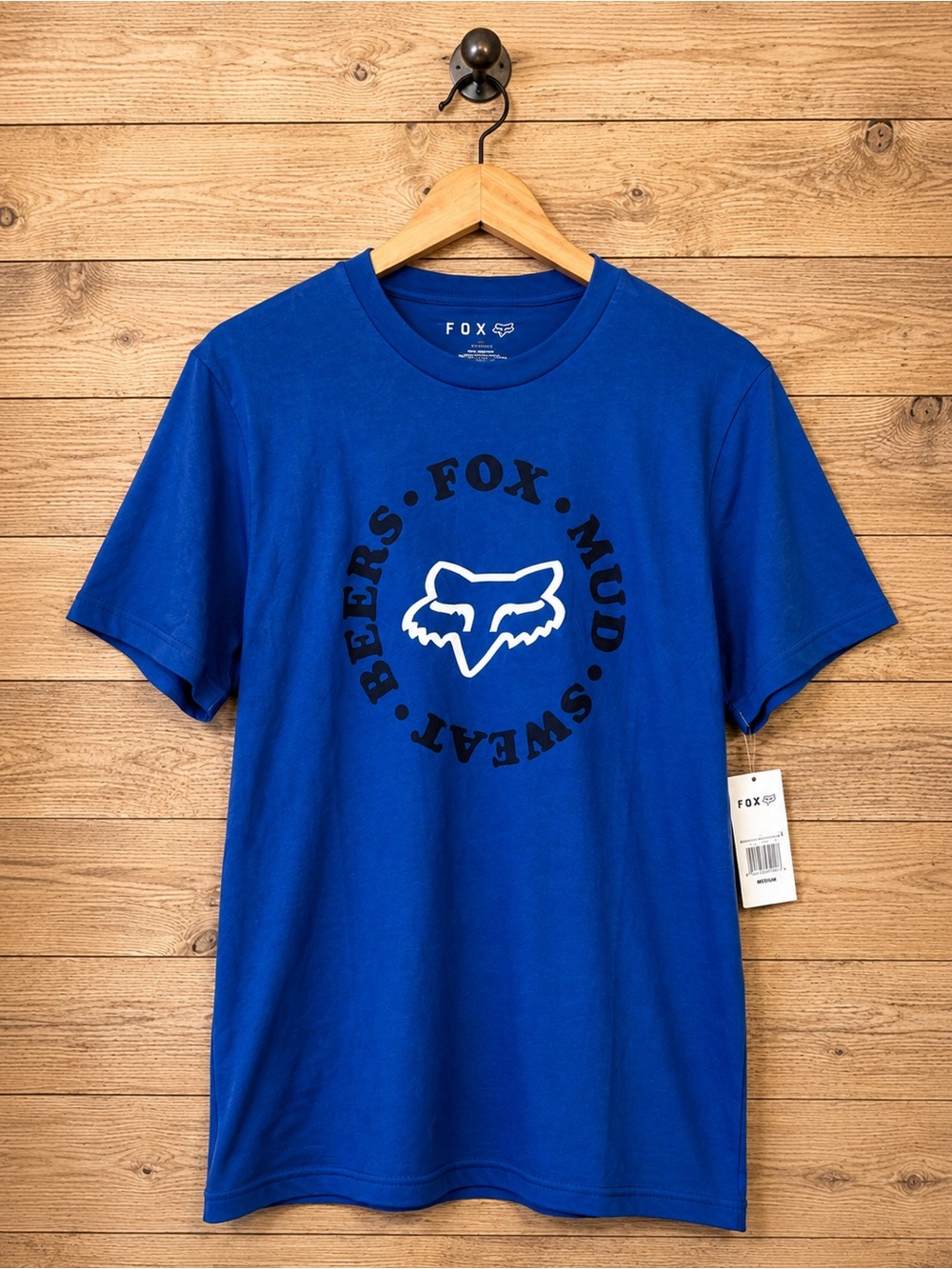 Fox Racing Mud Sweat Beers Royal Blue Graphic T-Shirt Medium NWT